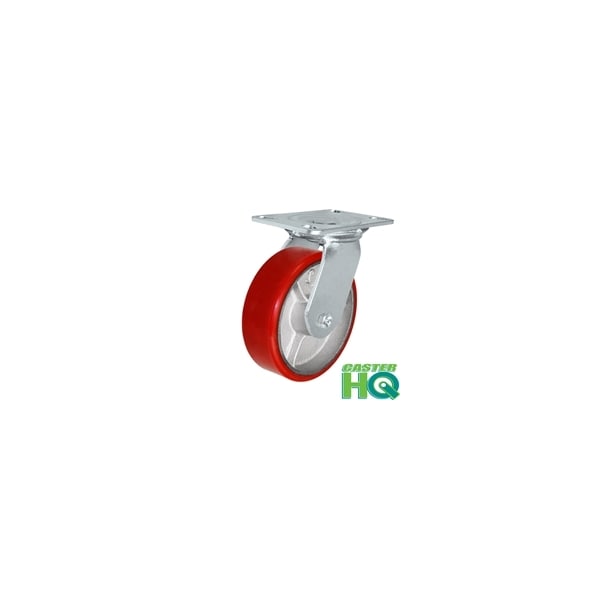 4"x2" Red Polyurethane on Iron Wheel, Swivel Caster, Capacity: 700